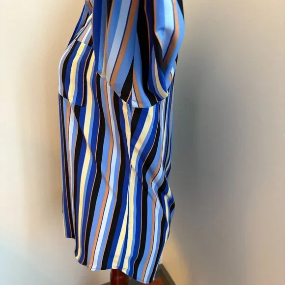 Nine West Striped Blouse Blue Multi-Color Women's Large - Picture 5 of 9